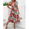 Zeagoo Women’s Summer Casual Dress Flutter Short Sleeve V Neck Button Down Tiered Flowy Long Dress with Pockets(Floral-dh14)
