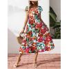 Zeagoo Women’s Summer Casual Dress Flutter Short Sleeve V Neck Button Down Tiered Flowy Long Dress with Pockets(Floral-dh14)