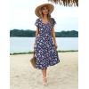 Zeagoo Women’s Summer Casual Dress Flutter Short Sleeve V Neck Button Down Tiered Flowy Long Dress with Pockets(Floral-xh445)