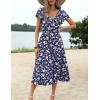 Zeagoo Women’s Summer Casual Dress Flutter Short Sleeve V Neck Button Down Tiered Flowy Long Dress with Pockets(Floral-xh445)