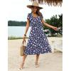 Zeagoo Women’s Summer Casual Dress Flutter Short Sleeve V Neck Button Down Tiered Flowy Long Dress with Pockets(Floral-xh445)