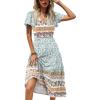 Zeagoo Women’s Summer Casual Dress Flutter Short Sleeve V Neck Button Down Tiered Flowy Long Dress with Pockets(Floral-xh446)