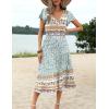 Zeagoo Women’s Summer Casual Dress Flutter Short Sleeve V Neck Button Down Tiered Flowy Long Dress with Pockets(Floral-xh446)