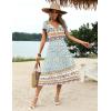 Zeagoo Women’s Summer Casual Dress Flutter Short Sleeve V Neck Button Down Tiered Flowy Long Dress with Pockets(Floral-xh446)