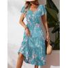 Zeagoo Women’s Summer Casual Dress Flutter Short Sleeve V Neck Button Down Tiered Flowy Long Dress with Pockets(Floral-zw774)