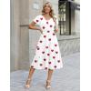 Zeagoo Women’s Summer Casual Dress Flutter Short Sleeve V Neck Button Down Tiered Flowy Long Dress with Pockets(Love)