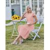 Zeagoo Women’s Summer Casual Dress Flutter Short Sleeve V Neck Button Down Tiered Flowy Long Dress with Pockets(Pink Polka Dot)