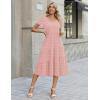 Zeagoo Women’s Summer Casual Dress Flutter Short Sleeve V Neck Button Down Tiered Flowy Long Dress with Pockets(Pink Polka Dot)