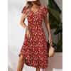 Zeagoo Women’s Summer Casual Dress Flutter Short Sleeve V Neck Button Down Tiered Flowy Long Dress with Pockets(Red Floral)