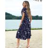 Zeagoo Women’s Summer Casual Dress Flutter Short Sleeve V Neck Button Down Tiered Flowy Long Dress with Pockets(Sf180)