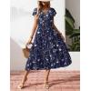 Zeagoo Women’s Summer Casual Dress Flutter Short Sleeve V Neck Button Down Tiered Flowy Long Dress with Pockets(Sf180)
