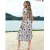 Zeagoo Women’s Summer Casual Dress Flutter Short Sleeve V Neck Button Down Tiered Flowy Long Dress with Pockets(Sf196)