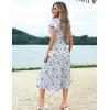 Zeagoo Women’s Summer Casual Dress Flutter Short Sleeve V Neck Button Down Tiered Flowy Long Dress with Pockets(Xh419)