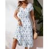 Zeagoo Women’s Summer Casual Dress Flutter Short Sleeve V Neck Button Down Tiered Flowy Long Dress with Pockets(Xh419)