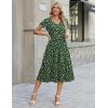 Zeagoo Women’s Summer Casual Dress Flutter Short Sleeve V Neck Button Down Tiered Flowy Long Dress with Pockets(Xh527)