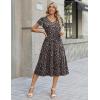 Zeagoo Women’s Summer Casual Dress Flutter Short Sleeve V Neck Button Down Tiered Flowy Long Dress with Pockets(Xh532)
