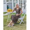 Zeagoo Women’s Summer Casual Dress Flutter Short Sleeve V Neck Button Down Tiered Flowy Long Dress with Pockets(Xh532)