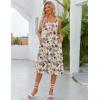 Zeagoo Womens Summer Dress Casual Flutter Boho Floral V Neck Flowy Midi A-Line Beach Vacation Sundresses with Pockets(Beige)