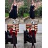Zeagoo Womens Summer Dress Casual Flutter Boho Floral V Neck Flowy Midi A-Line Beach Vacation Sundresses with Pockets(Black)