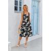 Zeagoo Womens Summer Dress Casual Flutter Boho Floral V Neck Flowy Midi A-Line Beach Vacation Sundresses with Pockets(Black Floral)