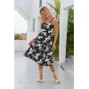 Zeagoo Womens Summer Dress Casual Flutter Boho Floral V Neck Flowy Midi A-Line Beach Vacation Sundresses with Pockets(Black Floral)
