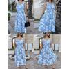 Zeagoo Womens Summer Dress Casual Flutter Boho Floral V Neck Flowy Midi A-Line Beach Vacation Sundresses with Pockets(Blue Floral 03)