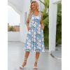 Zeagoo Womens Summer Dress Casual Flutter Boho Floral V Neck Flowy Midi A-Line Beach Vacation Sundresses with Pockets(Blue Floral 03)