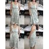 Zeagoo Womens Summer Dress Casual Flutter Boho Floral V Neck Flowy Midi A-Line Beach Vacation Sundresses with Pockets(Green Floral)