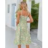 Zeagoo Womens Summer Dress Casual Flutter Boho Floral V Neck Flowy Midi A-Line Beach Vacation Sundresses with Pockets(Green Floral)