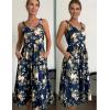 Zeagoo Womens Summer Dress Casual Flutter Boho Floral V Neck Flowy Midi A-Line Beach Vacation Sundresses with Pockets(Navy Floral 01)