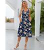 Zeagoo Womens Summer Dress Casual Flutter Boho Floral V Neck Flowy Midi A-Line Beach Vacation Sundresses with Pockets(Navy Floral 01)