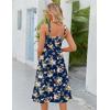 Zeagoo Womens Summer Dress Casual Flutter Boho Floral V Neck Flowy Midi A-Line Beach Vacation Sundresses with Pockets(Navy Floral 01)