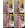 Zeagoo Womens Summer Dress Casual Flutter Boho Floral V Neck Flowy Midi A-Line Beach Vacation Sundresses with Pockets(Pink Floral 02)