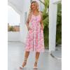 Zeagoo Womens Summer Dress Casual Flutter Boho Floral V Neck Flowy Midi A-Line Beach Vacation Sundresses with Pockets(Pink Floral 02)