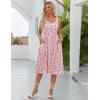 Zeagoo Womens Summer Dress Casual Flutter Boho Floral V Neck Flowy Midi A-Line Beach Vacation Sundresses with Pockets(Pink Floral)