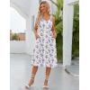 Zeagoo Womens Summer Dress Casual Flutter Boho Floral V Neck Flowy Midi A-Line Beach Vacation Sundresses with Pockets(White Blue Floral)