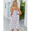 Zeagoo Womens Summer Dress Casual Flutter Boho Floral V Neck Flowy Midi A-Line Beach Vacation Sundresses with Pockets(White Blue Floral)