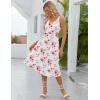 Zeagoo Womens Summer Dress Casual Flutter Boho Floral V Neck Flowy Midi A-Line Beach Vacation Sundresses with Pockets(White Floral)