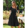 Zeagoo Women’s Summer Dress Casual Puff Sleeve Square Neck Midi Dresses Tiered Beach Vacation A-Line Sundress with Pockets(01-black)