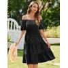 Zeagoo Women’s Summer Dress Casual Puff Sleeve Square Neck Midi Dresses Tiered Beach Vacation A-Line Sundress with Pockets(01-black)