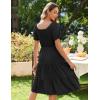 Zeagoo Women’s Summer Dress Casual Puff Sleeve Square Neck Midi Dresses Tiered Beach Vacation A-Line Sundress with Pockets(01-black)