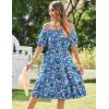 Zeagoo Women’s Summer Dress Casual Puff Sleeve Square Neck Midi Dresses Tiered Beach Vacation A-Line Sundress with Pockets(01-floral)
