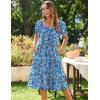 Zeagoo Women’s Summer Dress Casual Puff Sleeve Square Neck Midi Dresses Tiered Beach Vacation A-Line Sundress with Pockets(01-floral)