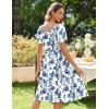 Zeagoo Women’s Summer Dress Casual Puff Sleeve Square Neck Midi Dresses Tiered Beach Vacation A-Line Sundress with Pockets(01-light Blue Floral)