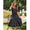 Zeagoo Women’s Summer Dress Casual Puff Sleeve Square Neck Midi Dresses Tiered Beach Vacation A-Line Sundress with Pockets(Black Floral 1)