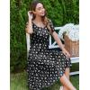 Zeagoo Women’s Summer Dress Casual Puff Sleeve Square Neck Midi Dresses Tiered Beach Vacation A-Line Sundress with Pockets(Black Floral 3)