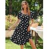 Zeagoo Women’s Summer Dress Casual Puff Sleeve Square Neck Midi Dresses Tiered Beach Vacation A-Line Sundress with Pockets(Black Floral 3)