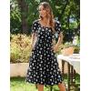 Zeagoo Women’s Summer Dress Casual Puff Sleeve Square Neck Midi Dresses Tiered Beach Vacation A-Line Sundress with Pockets(Black Floral 3)