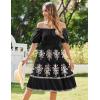 Zeagoo Women’s Summer Dress Casual Puff Sleeve Square Neck Midi Dresses Tiered Beach Vacation A-Line Sundress with Pockets(Black Floral 4)