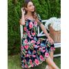 Zeagoo Women’s Summer Dress Casual Puff Sleeve Square Neck Midi Dresses Tiered Beach Vacation A-Line Sundress with Pockets(Pink Green Floral)